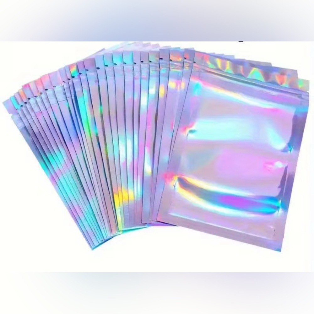 25 Holographic Zip Closure Plastic Bags